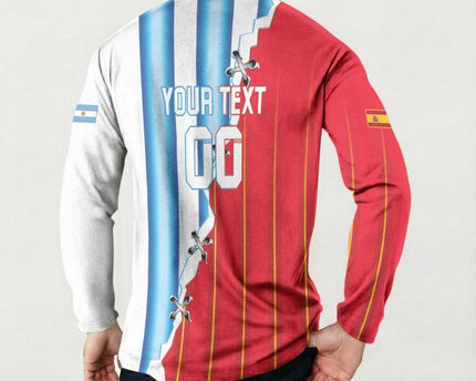 Custom Argentina Spain Football 2026 Button Sweatshirt La Albiceleste La Roja Together