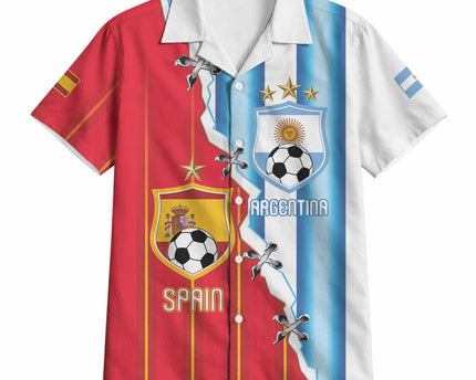 Custom Argentina Spain Football 2026 Hawaiian Shirt La Albiceleste La Roja Together