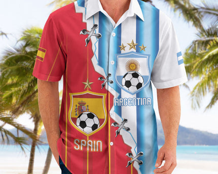 Custom Argentina Spain Football 2026 Hawaiian Shirt La Albiceleste La Roja Together
