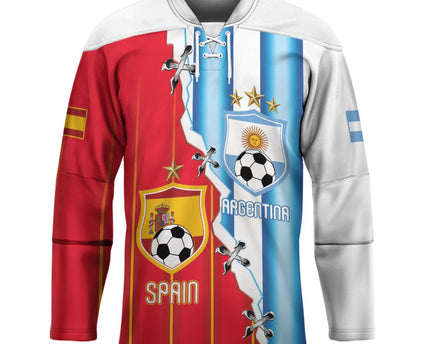 Custom Argentina Spain Football 2026 Hockey Jersey La Albiceleste La Roja Together