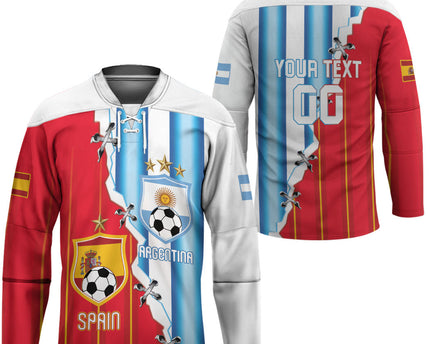 Custom Argentina Spain Football 2026 Hockey Jersey La Albiceleste La Roja Together