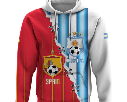 Custom Argentina Spain Football 2026 Hoodie La Albiceleste La Roja Together