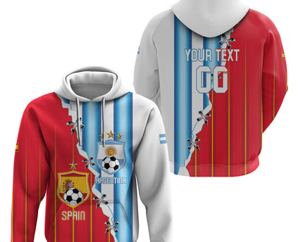 Custom Argentina Spain Football 2026 Hoodie La Albiceleste La Roja Together