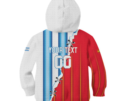 Custom Argentina Spain Football 2026 Kid Hoodie La Albiceleste La Roja Together