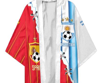 Custom Argentina Spain Football 2026 Kimono La Albiceleste La Roja Together