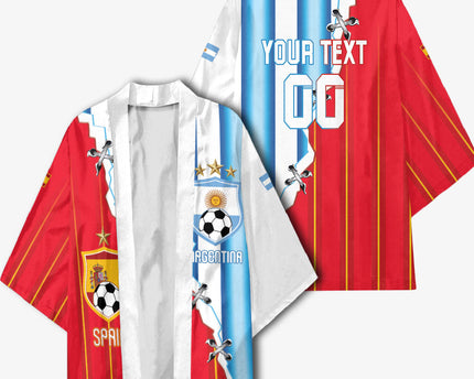 Custom Argentina Spain Football 2026 Kimono La Albiceleste La Roja Together