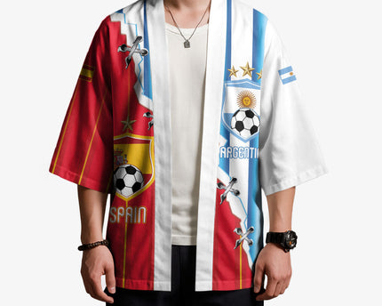 Custom Argentina Spain Football 2026 Kimono La Albiceleste La Roja Together