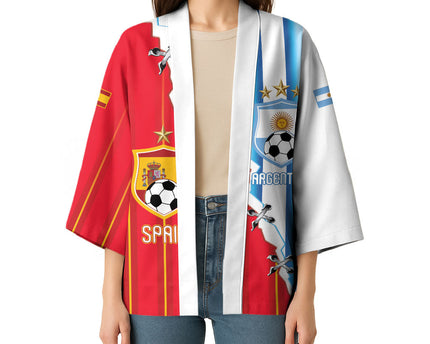 Custom Argentina Spain Football 2026 Kimono La Albiceleste La Roja Together