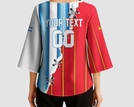 Custom Argentina Spain Football 2026 Kimono Sleeve Blouse La Albiceleste La Roja Together