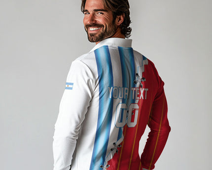 Custom Argentina Spain Football 2026 Long Sleeve Polo Shirt La Albiceleste La Roja Together