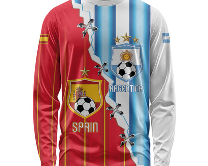 Custom Argentina Spain Football 2026 Long Sleeve Shirt La Albiceleste La Roja Together