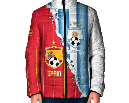 Custom Argentina Spain Football 2026 Padded Jacket La Albiceleste La Roja Together