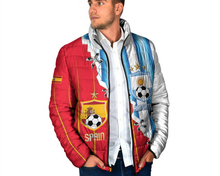 Custom Argentina Spain Football 2026 Padded Jacket La Albiceleste La Roja Together
