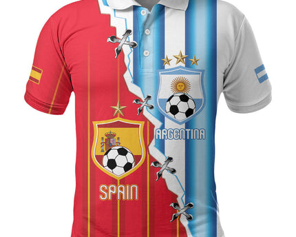 Custom Argentina Spain Football 2026 Polo Shirt La Albiceleste La Roja Together