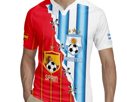 Custom Argentina Spain Football 2026 Rugby Jersey La Albiceleste La Roja Together