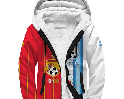 Custom Argentina Spain Football 2026 Sherpa Hoodie La Albiceleste La Roja Together
