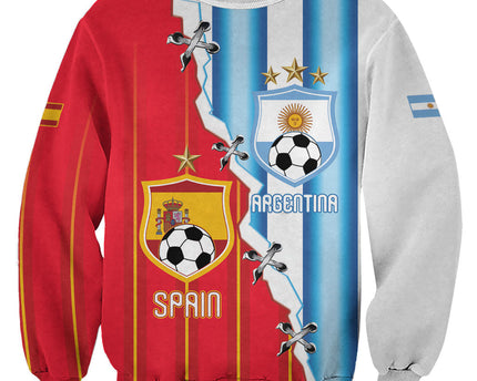 Custom Argentina Spain Football 2026 Sweatshirt La Albiceleste La Roja Together