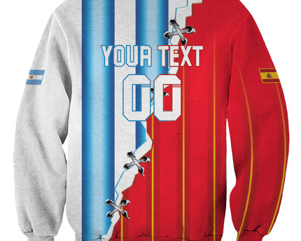 Custom Argentina Spain Football 2026 Sweatshirt La Albiceleste La Roja Together