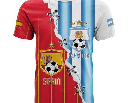 Custom Argentina Spain Football 2026 T Shirt La Albiceleste La Roja Together