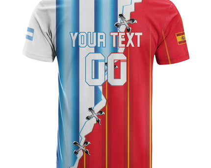 Custom Argentina Spain Football 2026 T Shirt La Albiceleste La Roja Together