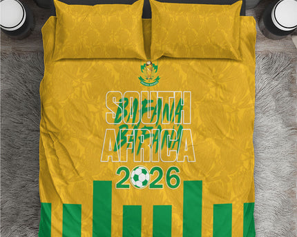 South Africa Soccer 2026 Bedding Set Bafana Bafana Kaofela Protea Yellow