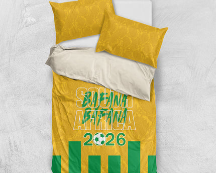 South Africa Soccer 2026 Bedding Set Bafana Bafana Kaofela Protea Yellow