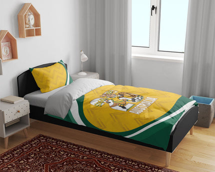 Australia 2026 Soccer Bedding Set Go Socceroos Kangaroo Mascot Yellow Sporty