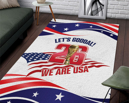 United States 2026 Soccer Area Rug We Are USA Go Champions Flag Waves
