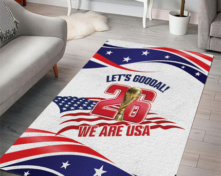 United States 2026 Soccer Area Rug We Are USA Go Champions Flag Waves