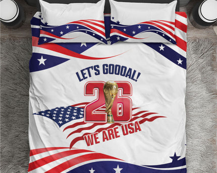 United States 2026 Soccer Bedding Set We Are USA Go Champions Flag Waves