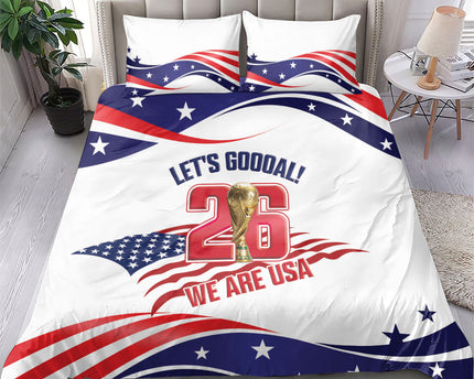 United States 2026 Soccer Bedding Set We Are USA Go Champions Flag Waves