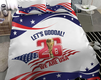 United States 2026 Soccer Bedding Set We Are USA Go Champions Flag Waves