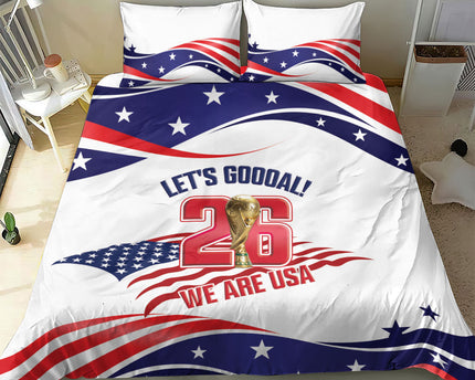 United States 2026 Soccer Bedding Set We Are USA Go Champions Flag Waves