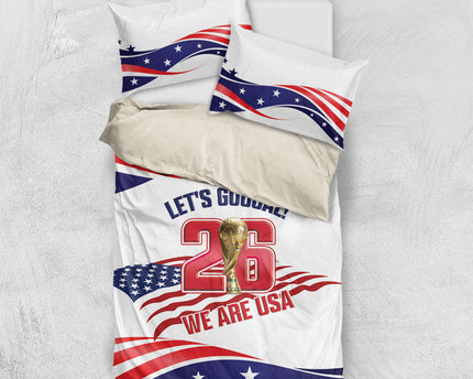 United States 2026 Soccer Bedding Set We Are USA Go Champions Flag Waves