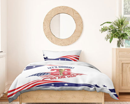 United States 2026 Soccer Bedding Set We Are USA Go Champions Flag Waves