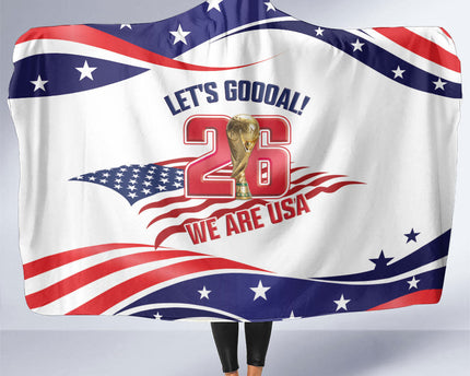 United States 2026 Soccer Hooded Blanket We Are USA Go Champions Flag Waves