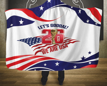 United States 2026 Soccer Hooded Blanket We Are USA Go Champions Flag Waves