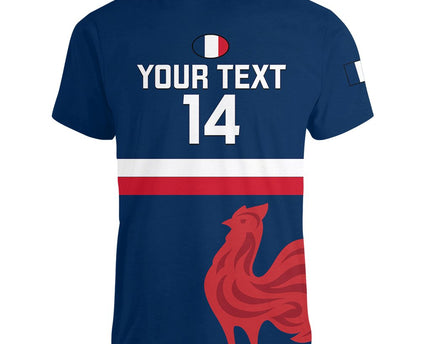 Personalised France Rugby Women V Neck T Shirt 2023 Allez Les Bleus World Cup