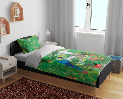 Christmas In July Brazil Bedding Set Feliz Natal Blue Macaw Santa Tropical Vibes