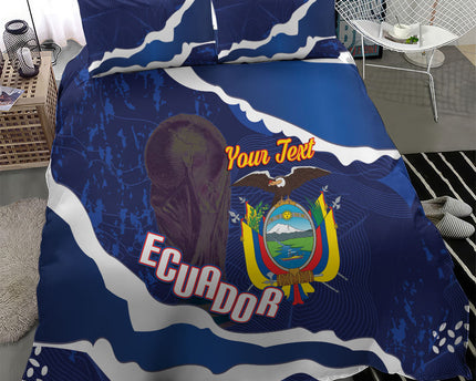 Custom Ecuador 2026 Football Bedding Set Come On La Tri Grunge Style
