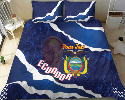 Custom Ecuador 2026 Football Bedding Set Come On La Tri Grunge Style