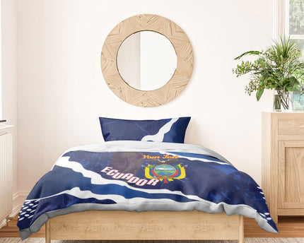Custom Ecuador 2026 Football Bedding Set Come On La Tri Grunge Style