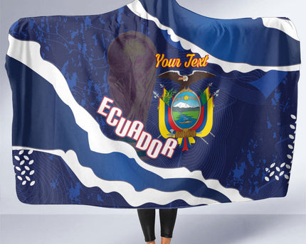 Custom Ecuador 2026 Football Hooded Blanket Come On La Tri Grunge Style