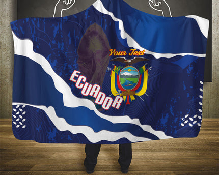 Custom Ecuador 2026 Football Hooded Blanket Come On La Tri Grunge Style