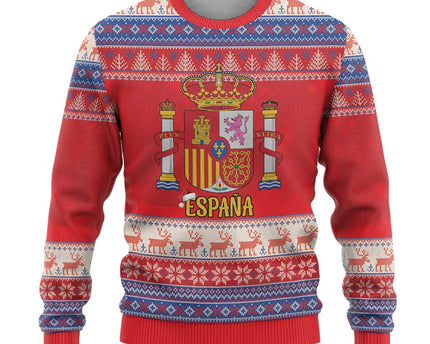 Spain Coat Of Arms Christmas Ugly Christmas Sweater Feliz Navidad