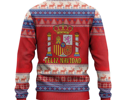 Spain Coat Of Arms Christmas Ugly Christmas Sweater Feliz Navidad