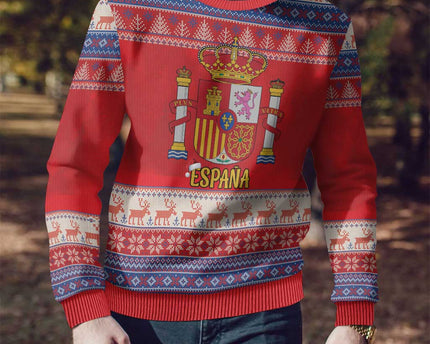 Spain Coat Of Arms Christmas Ugly Christmas Sweater Feliz Navidad