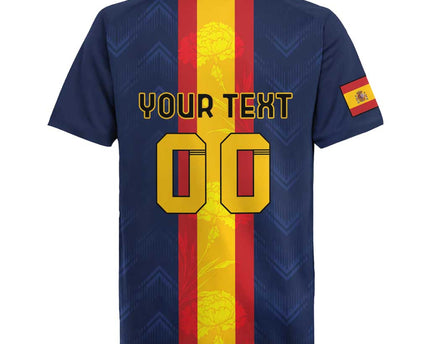 Custom Spain Football Rugby Jersey La Roja With Carnation Pattern