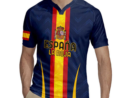 Custom Spain Football Rugby Jersey La Roja With Carnation Pattern