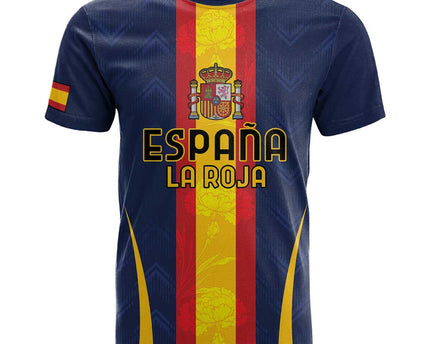 Custom Spain Football T Shirt La Roja With Carnation Pattern